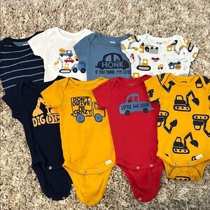 Colorful Construction-Themed Baby Onesies Set